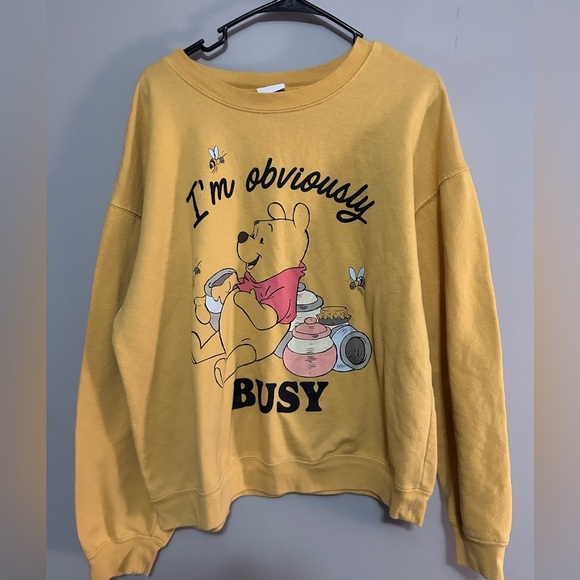 Disney Sweaters - Disney Winnie the Pooh "I'm obviously busy" graphic crewneck sweatshirt.